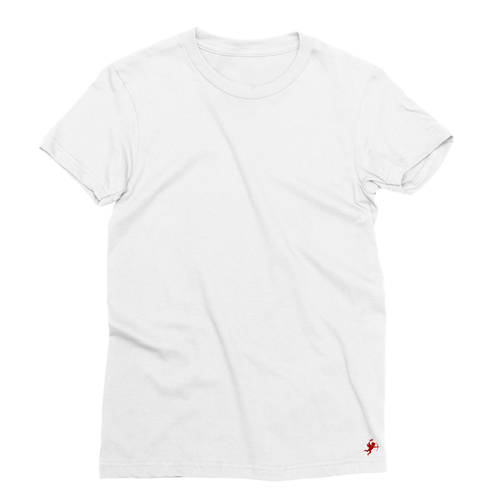 Basic Crime of Passion Clothing all white t shirt with small red logo at the bottom right 